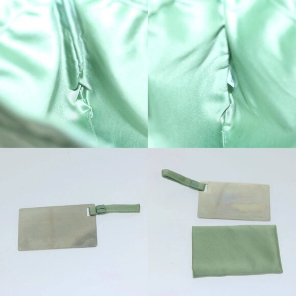 PRADA Drawstring Pouch Pouch Satin Green Auth 65661V - Picture 14 of 15